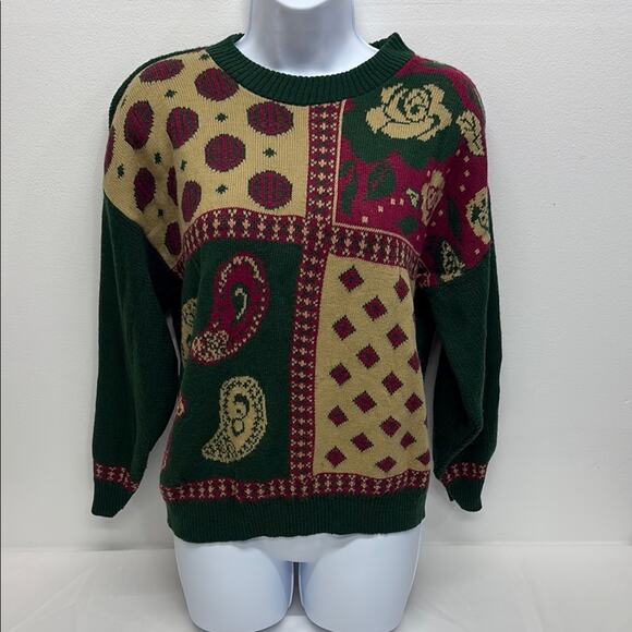 Cabin Creek Forest Green knit Sweater size medium unisex grannycore - Picture 1 of 7
